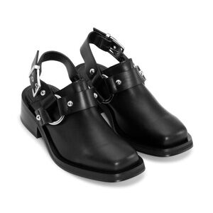 GANNI biker mules black leather SZ 9 (39)